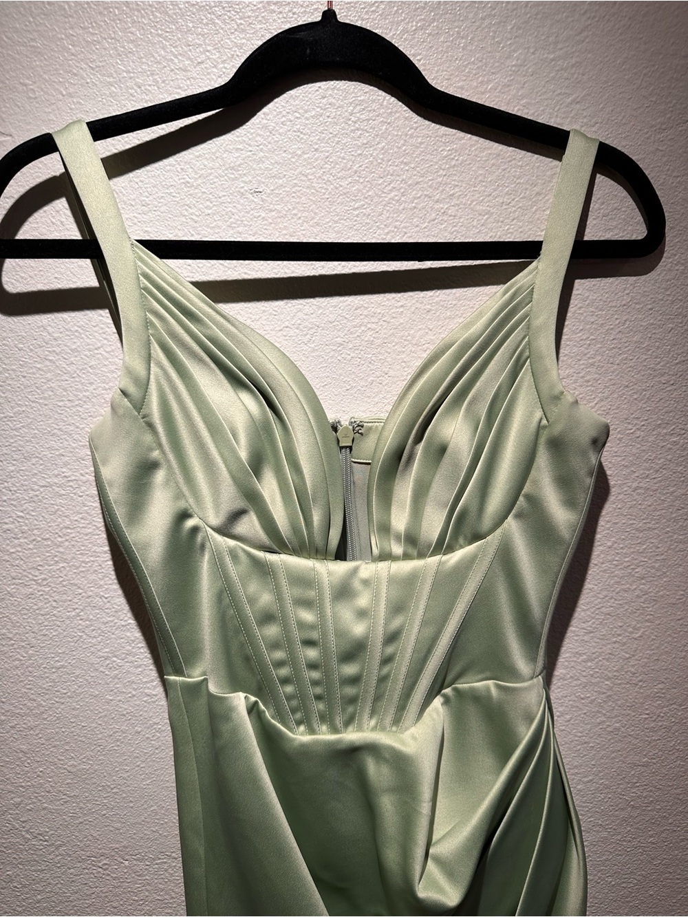 House of CB Sage Green Satin Corset Midi Dress - Size S - Picture 5 of 6